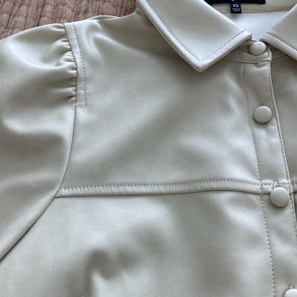 7 for all mankind cream color faux leather jacket/coat trench coat size XS - NWT - Picture 4 of 7